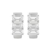 14K WHITE GOLD 3.00CT EMERALD DIAMOND LADIES HOOPS EARRINGS