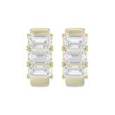 14K YELLOW GOLD 3.00CT EMERALD DIAMOND HOOPS EARRING