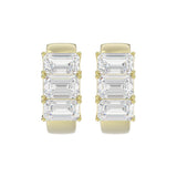 14K YELLOW GOLD 3.00CT EMERALD DIAMOND HOOPS EARRING