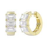 14K YELLOW GOLD 3.00CT EMERALD DIAMOND HOOPS EARRING