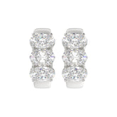 14K WHITE GOLD 3.00CT OVAL DIAMOND LADIES HOOPS EARRINGS