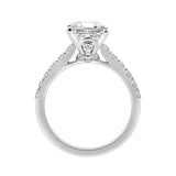 14K WHITE GOLD 2 1/2CT ROUND/CUSHION DIAMOND LADIES RING (CENTER STONE CUSHION DIAMOND 2CT)