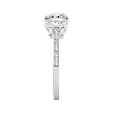14K WHITE GOLD 2 1/4CT ROUND/BAGUETTE/CUSHION DIAMOND LADIES RING (CENTER STONE CUSHION DIAMOND 2CT)