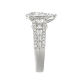 21K PLATINUM LADIES RING 2 3/4CT ROUND/BAGUETTE/PEAR DIAMOND (CENTER STONE PEAR DIAMOND 2CT)