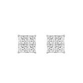 10K WHITE GOLD 1 1/2CT PRINCESS DIAMOND MEN'S EARRINGS