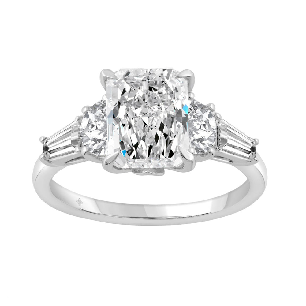 14K WHITE GOLD 4.00CT RADIANT/HALF MOON/TAPER BAGUETTE DIAMOND LADIES RING