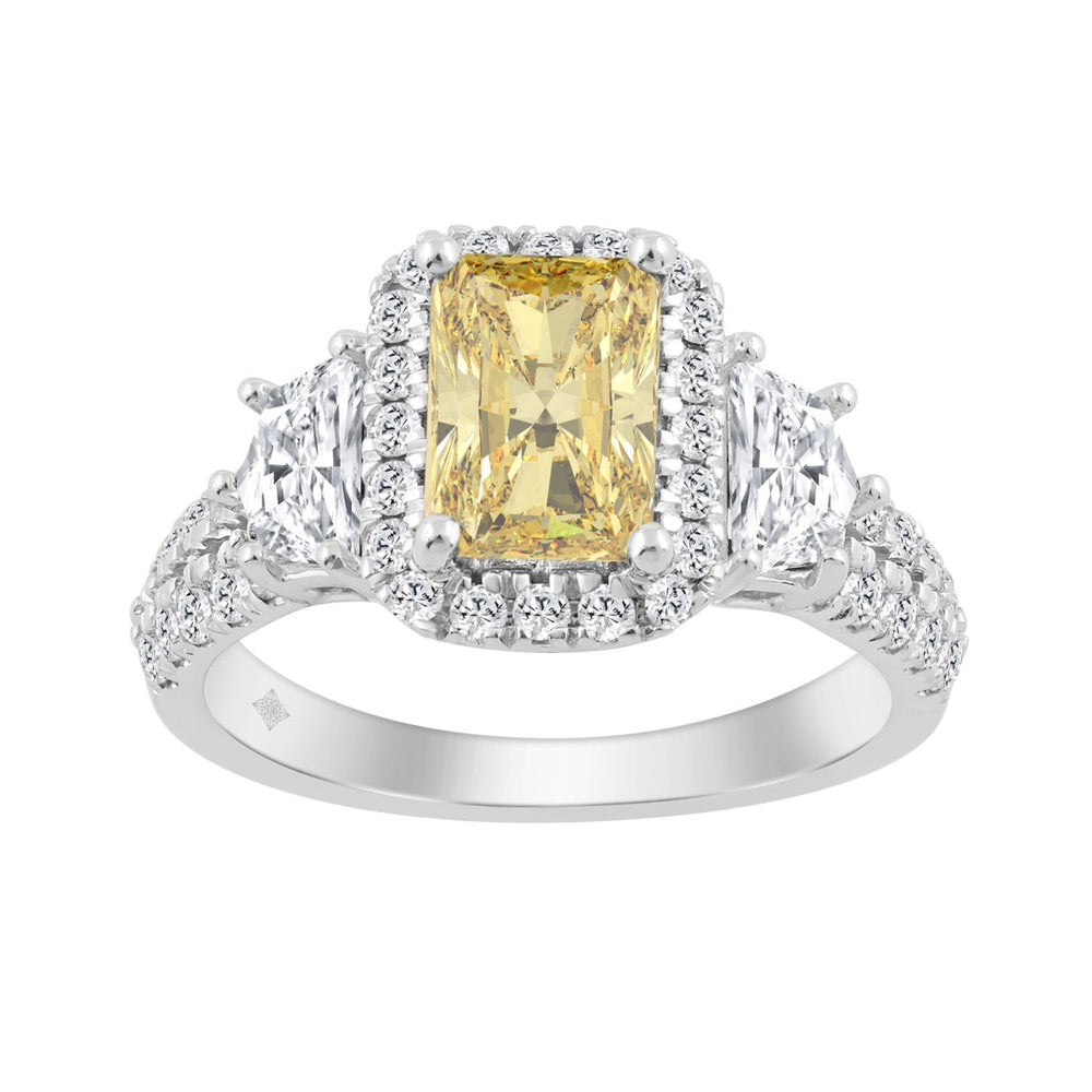 14K WHITE GOLD 3 1/4CT ROUND/CADILLAC/YELLOW RADIANT DIAMOND LADIES RING (CENTER STONE YELLOW RADIANT DIAMOND 2.00CT)