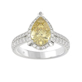 14K WHITE GOLD 2 3/4CT ROUND/YELLOW PEAR DIAMOND LADIES RING (CENTER STONE YELLOW PEAR DIAMOND 2.00CT)
