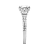 14K WHITE GOLD 2 1/2CT ROUND/CUSHION/BAGUETTE DIAMOND LADIES RING (CENTER STONE CUSHION DIAMOND 2CT)