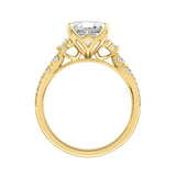 14K YELLOW GOLD 2 1/2CT ROUND/CUSHION/BAGUETTE DIAMOND LADIES RING (CENTER STONE CUSHION DIAMOND 2CT)