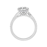14K WHITE GOLD 2 1/2CT ROUND/CUSHION/BAGUETTE DIAMOND LADIES RING (CENTER STONE CUSHION DIAMOND 2CT)
