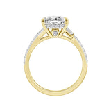 14K YELLOW GOLD 2 1/2CT ROUND/CUSHION/BAGUETTE DIAMOND LADIES RING (CENTER STONE CUSHION DIAMOND 2CT)