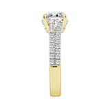 14K YELLOW GOLD 2 1/2CT ROUND/CUSHION/BAGUETTE DIAMOND LADIES RING (CENTER STONE CUSHION DIAMOND 2CT)