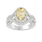 14K WHITE GOLD 3 1/4CT ROUND/YELLOW OVAL DIMAOND LADIES RING (CENTER STONE YELLOW OVAL DIAMOND 2.00CT)