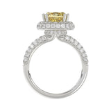 14K WHITE GOLD 4.00CT ROUND/YELLOW CUSHION DIAMOND LADIES RING (CENTER STONE CUSHION YELLOW DIAMOND 3.00CT)