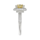 14K WHITE GOLD 4.00CT ROUND/YELLOW CUSHION DIAMOND LADIES RING (CENTER STONE CUSHION YELLOW DIAMOND 3.00CT)