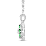 14K WHITE GOLD 1 1/3CT ROUND/EMERALD DIAMOND LADIES PENDANT (GREEN EMERALD 4 STONE)