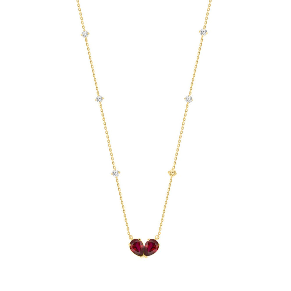 14K YELLOW GOLD 2 7/8CT ROUND/PEAR DIAMOND LADIES NECKLACE (RUBY DIAMOND 2 3/8CT)