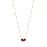 14K YELLOW GOLD 2 7/8CT ROUND/PEAR DIAMOND LADIES NECKLACE (RUBY DIAMOND 2 3/8CT)