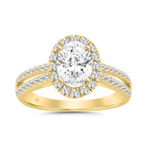 14K YELLOW GOLD 2.00CT ROUND/OVAL DIAMOND LADIES RING (CENTER STONE OVAL DIAMOND 1 1/2CT)