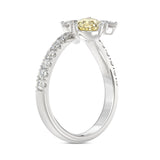 14K WHITE/YELLOW GOLD 1 3/4CT ROUND/PEAR/YELLOW PEAR DIAMOND LADIES RING (CENTER STONE PEAR DIAMOND 1CT)