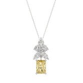 14K WHITE/YELLOW GOLD 2 1/4CT PEAR/MARQUISE/RADIANT DIAMOND LADIES PENDANT WITH CHAIN (CENTER STONE YELLOW RADIANT DIAMOND 1 1/2CT)