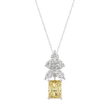 14K WHITE/YELLOW GOLD 2 1/4CT PEAR/MARQUISE/RADIANT DIAMOND LADIES PENDANT WITH CHAIN (CENTER STONE YELLOW RADIANT DIAMOND 1 1/2CT)