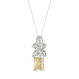 14K WHITE/YELLOW GOLD 2 1/4CT PEAR/MARQUISE/RADIANT DIAMOND LADIES PENDANT WITH CHAIN (CENTER STONE YELLOW RADIANT DIAMOND 1 1/2CT)
