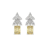 14K WHITE GOLD 3.00CT PEAR/MARQUISE/YELLOW RADIANT DIAMOND LADIES EARRING (CENTER STONE RADIANT DIAMOND 1CT)