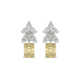 14K WHITE GOLD 3.00CT PEAR/MARQUISE/YELLOW RADIANT DIAMOND LADIES EARRING (CENTER STONE RADIANT DIAMOND 1CT)