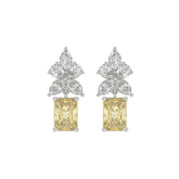 14K WHITE/YELLOW GOLD 3.00CT PEAR/MARQUISE/YELLOW RADIANT DIAMOND LADIES EARRING (CENTER STONE RADIANT DIAMOND 1CT)
