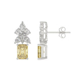 14K WHITE/YELLOW GOLD 3.00CT PEAR/MARQUISE/YELLOW RADIANT DIAMOND LADIES EARRING (CENTER STONE RADIANT DIAMOND 1CT)