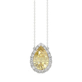 14K WHITE GOLD 1 3/4CT ROUND/YELLOW PEAR DIAMOND LADIES PENDANT WITH CHAIN (CENTER STONE PEAR DIAMOND 1 1/2CT)