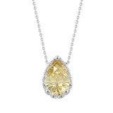 14K WHITE/YELLOW GOLD 1 3/4CT ROUND/YELLOW PEAR DIAMOND LADIES PENDANT WITH CHAIN (CENTER STONE PEAR DIAMOND 1 1/2CT)