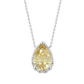 14K WHITE/YELLOW GOLD 1 3/4CT ROUND/YELLOW PEAR DIAMOND LADIES PENDANT WITH CHAIN (CENTER STONE PEAR DIAMOND 1 1/2CT)
