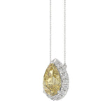 14K WHITE GOLD 1 3/4CT ROUND/YELLOW PEAR DIAMOND LADIES PENDANT WITH CHAIN (CENTER STONE PEAR DIAMOND 1 1/2CT)