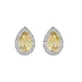 14K WHITE GOLD 2 1/2CT ROUND/YELLOW PEAR DIAMOND LADIES EARRING (CENTER STONE PEAR DIAMOND 1CT)