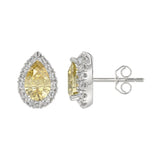 14K WHITE/YELLOW GOLD 2 1/2CT ROUND/YELLOW PEAR DIAMOND LADIES EARRING (CENTER STONE PEAR DIAMOND 1CT)