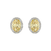 14K WHITE GOLD 2 1/2CT ROUND/YELLOW OVAL DIAMOND LADIES EARRINGS