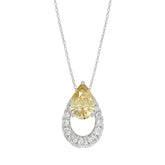 14K WHITE GOLD 2.00CT ROUND/YELLOW PEAR DIAMOND LADIES PENDANT WITH CHAIN