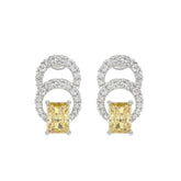 14K WHITE GOLD 2 3/4CT ROUND/YELLOW RADIANT DIAMOND LADIES EARRINGS