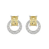 14K WHITE GOLD 2 1/2CT ROUND/YELLOW RADIANT DIAMOND LADIES EARRINGS