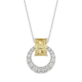 14K WHITE GOLD 2.00CT ROUND/RADIANT DIAMOND LADIES PENDANT WITH CHAIN