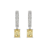 14K WHITE GOLD 2 1/4CT ROUND/YELLOW RADIANT DIAMOND LADIES EARRINGS