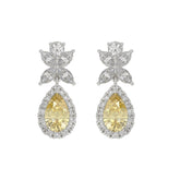 14K WHITE GOLD 3 1/2CT ROUND/YELLOW PEAR/MARQUISE DIAMOND LADIES EARRINGS