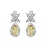 14K WHITE GOLD 3 1/2CT ROUND/YELLOW PEAR/MARQUISE DIAMOND LADIES EARRINGS