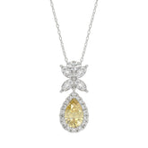 14K WHITE GOLD 2 1/2CT ROUND/MARQUISE/YELLOW PEAR DIAMOND LADIES PENDANT WITH CHAIN