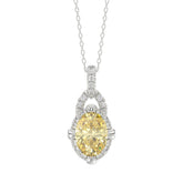 14K WHITE GOLD 1 3/4CT ROUND/YELLOW OVAL DIAMOND LADIES PENDANT WITH CHAIN