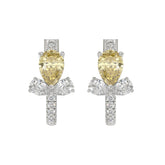 14K WHITE GOLD 3 1/4CT ROUND/YELLOW PEAR DIAMOND LADIES EARRINGS (YELLOW PEAR DIAMOND)