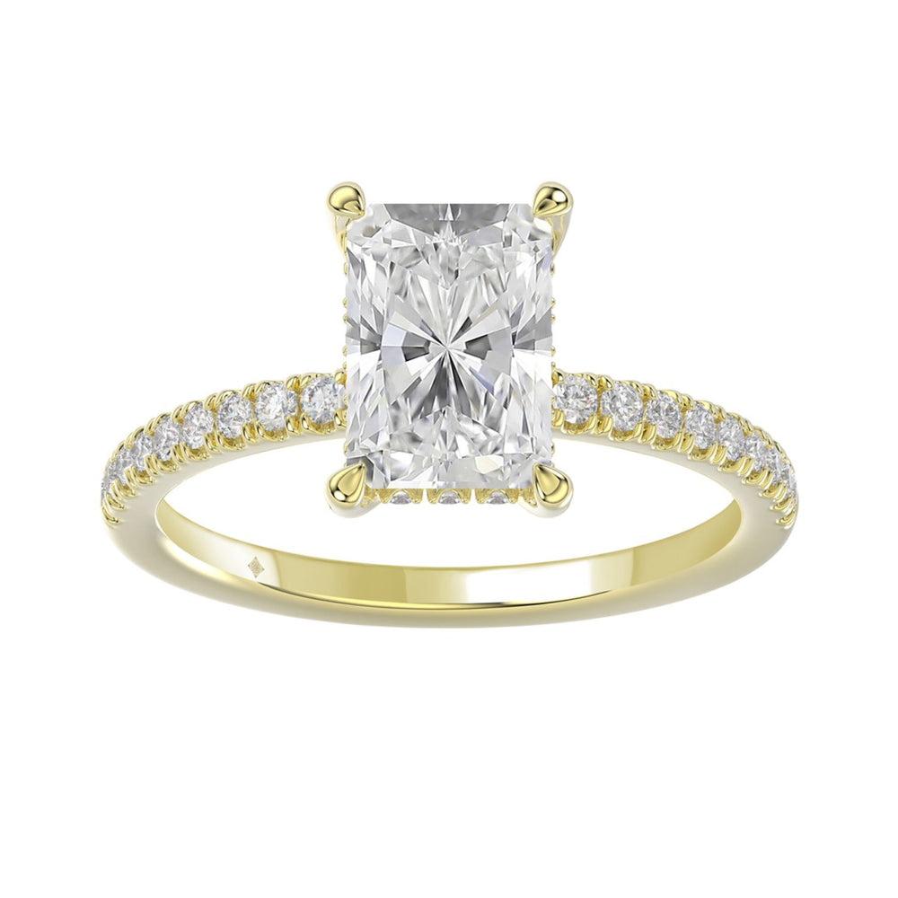 14K YELLOW GOLD 2 1/4CT ROUND/RADIANT DIAMOND LADIES RING (CENTER STONE RADIANT DIAMOND 2CT)